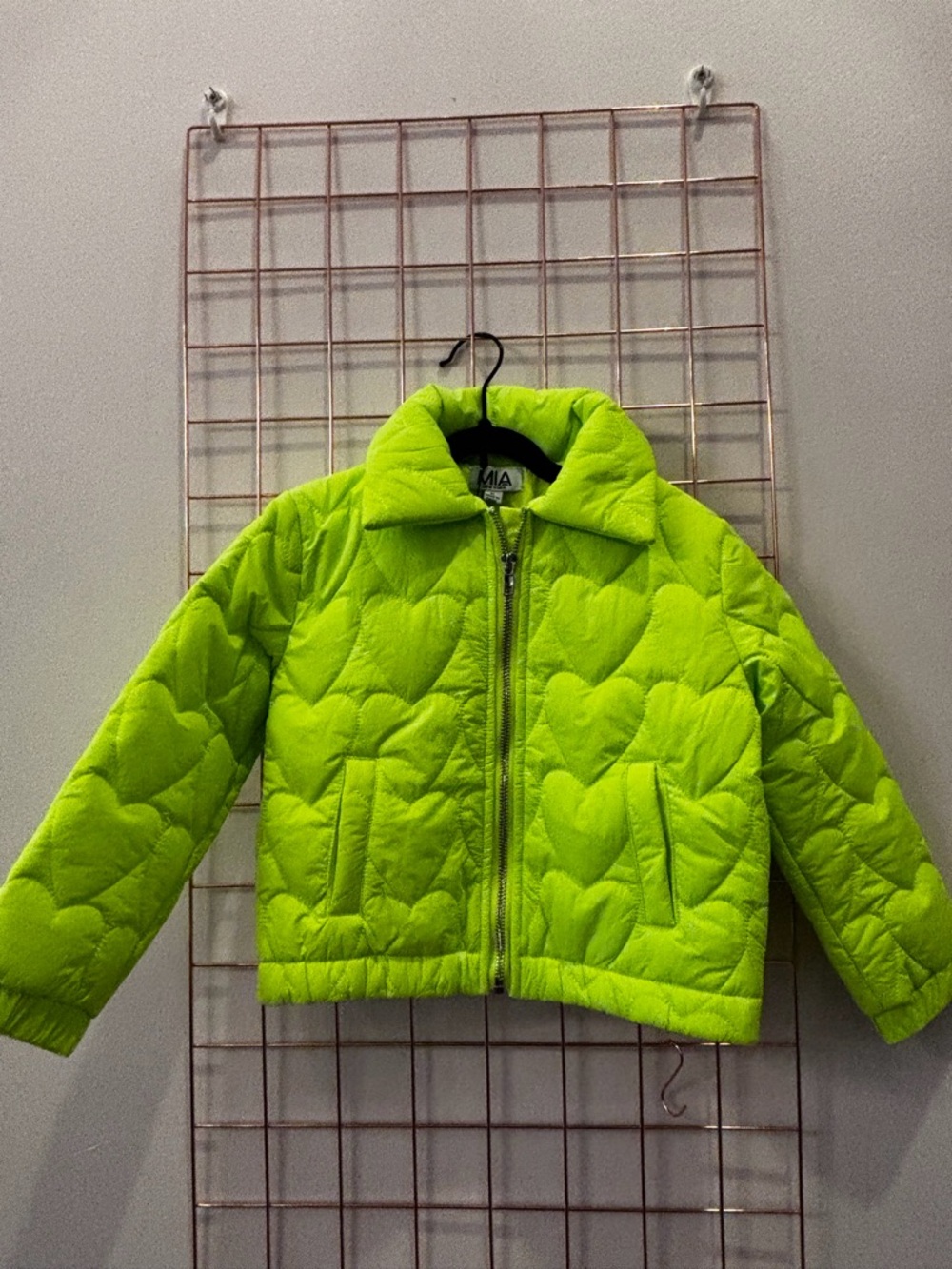 MIA Kids Bright Lime Quilted Heart Puffer Jacket